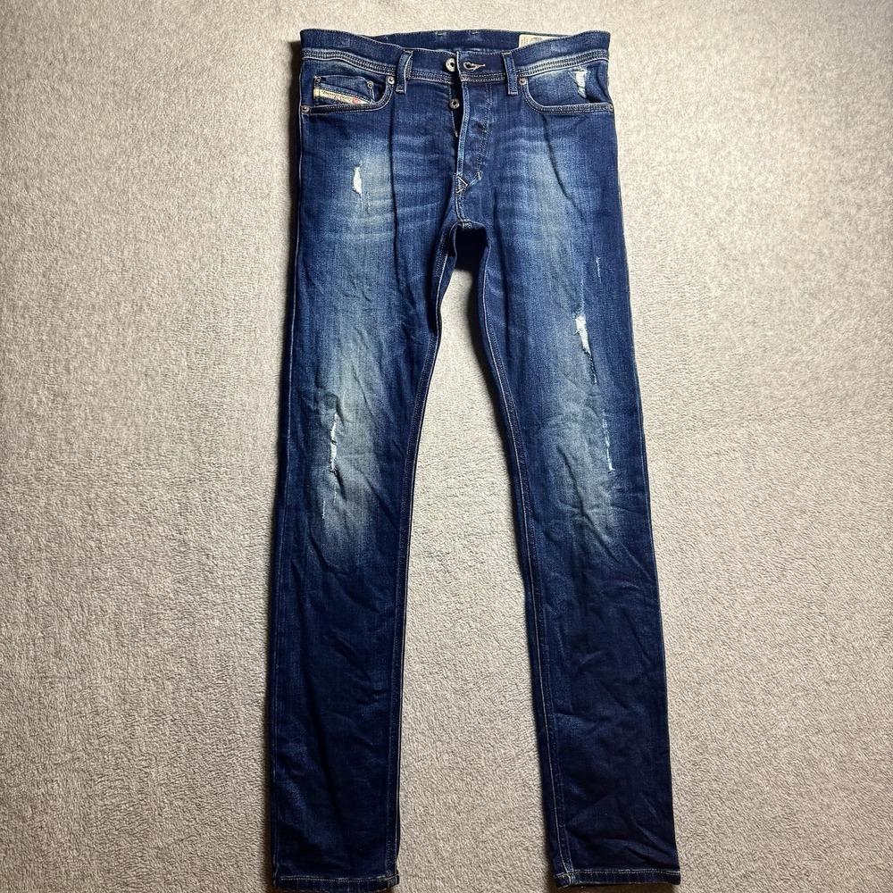 Diesel TEPPHAR Jeans Mens 28x32 Blaue Denim Slim Carrot Stretch Button Fly